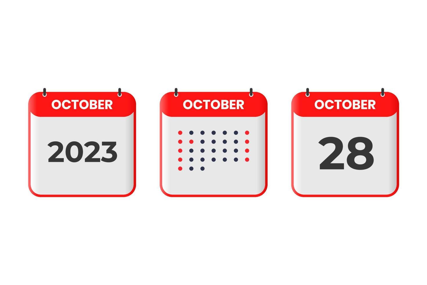 icône de conception de calendrier du 28 octobre. Calendrier 2023, rendez-vous, concept de date importante vecteur