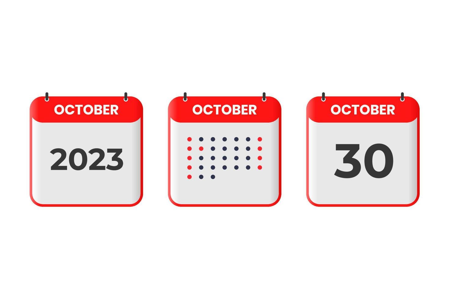 icône de conception de calendrier du 30 octobre. Calendrier 2023, rendez-vous, concept de date importante vecteur