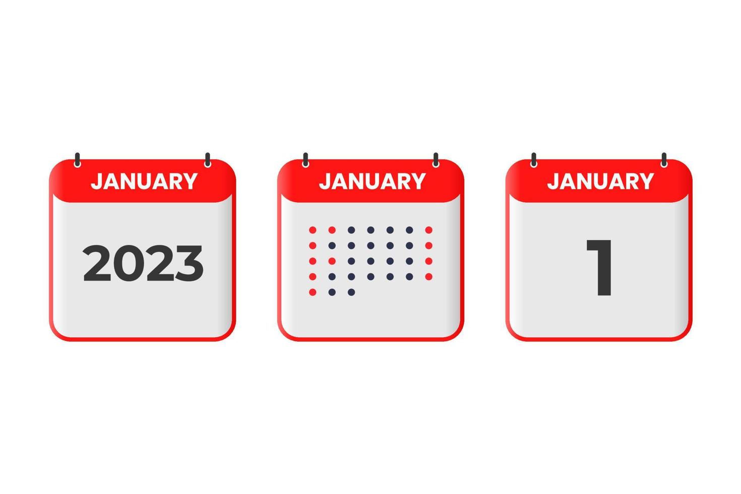 icône de conception de calendrier du 1er janvier. Calendrier 2023, rendez-vous, concept de date importante vecteur