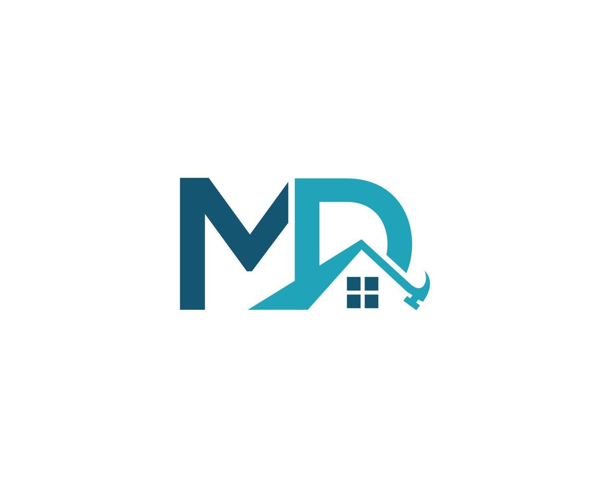 lettre créative md immobilier maison logo professionnel icône modèle vectoriel de conception.