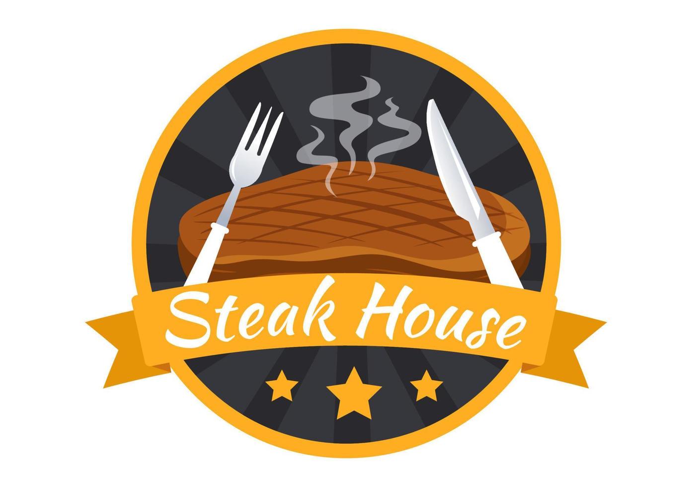 steakhouse de viande grillée avec steak délicieux juteux, salade et tomates pour barbecue en illustration de modèle dessiné à la main dessin animé plat vecteur