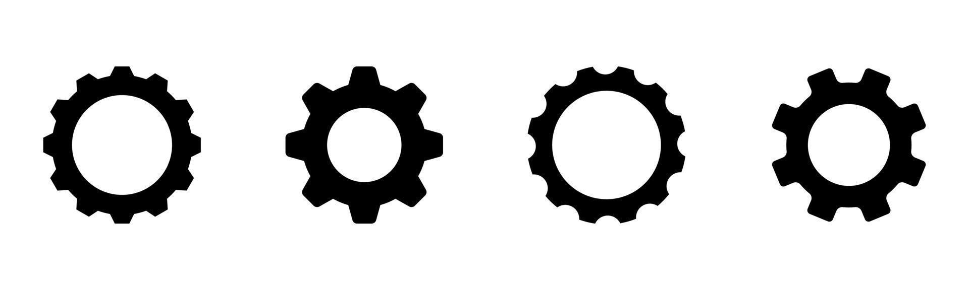 jeu d'icônes de roue dentée d'engrenage de 4, élément de conception adapté aux sites Web, à la conception d'impression ou à l'application vecteur
