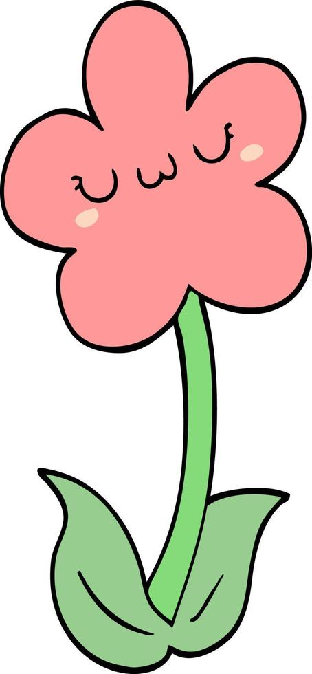 fleur de dessin animé de personnage de doodle vecteur