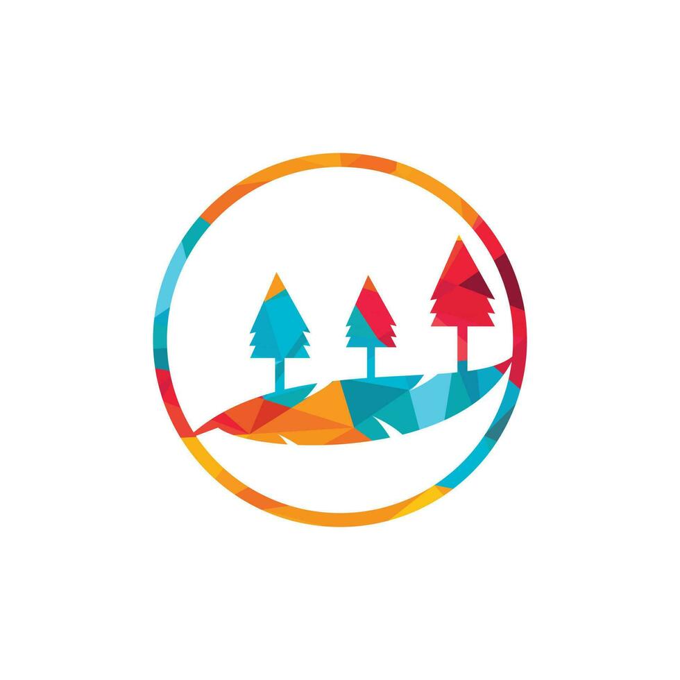 logo arbre en forme de cercle. création de logo de paysage naturel. vecteur