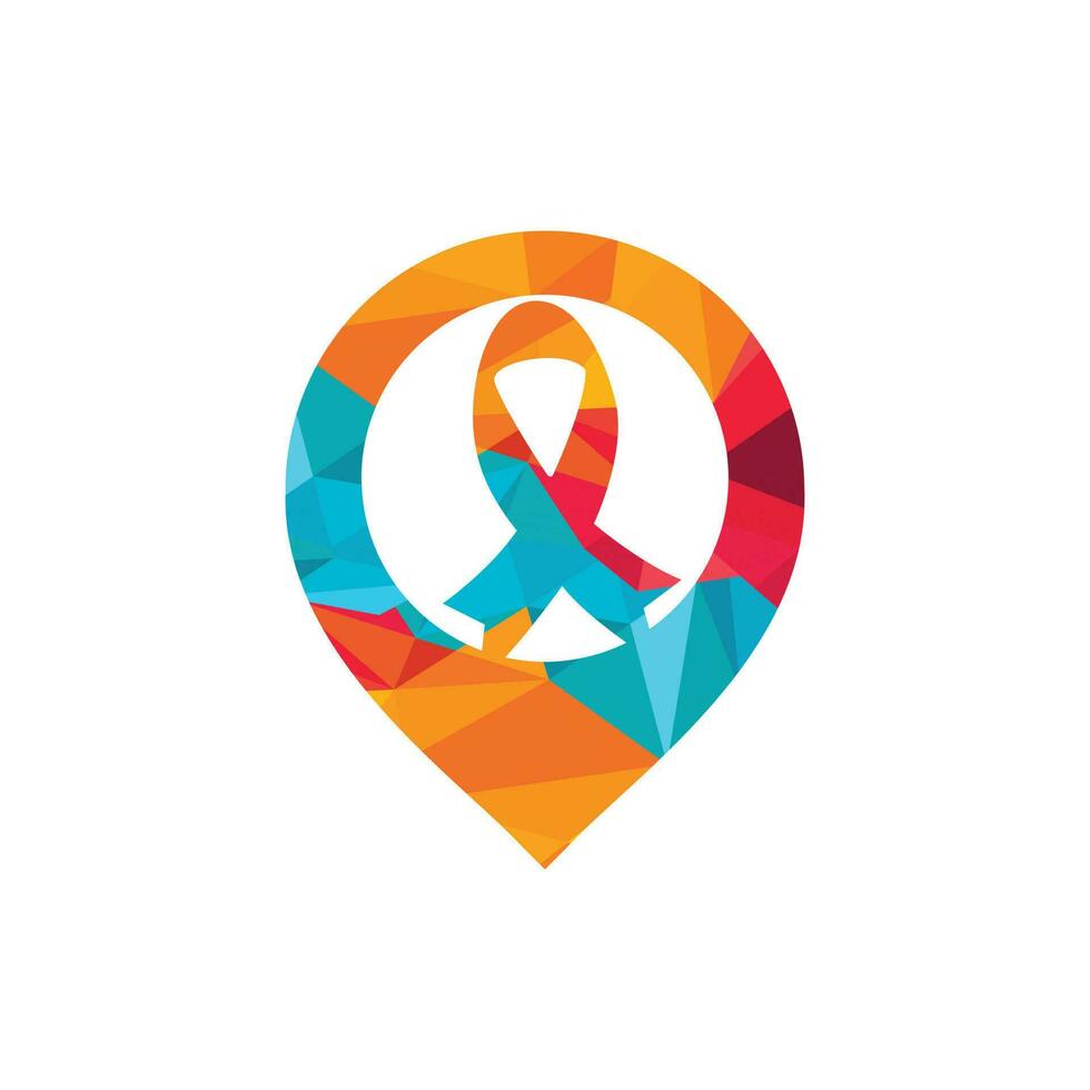 ruban rose et création de logo vectoriel gps. symbole de sensibilisation au cancer du sein. octobre est le mois de la sensibilisation au cancer du sein dans le monde.