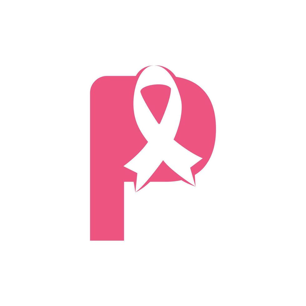 création de logo vectoriel lettre p ruban rose. symbole de sensibilisation au cancer du sein. octobre est le mois de la sensibilisation au cancer du sein dans le monde.