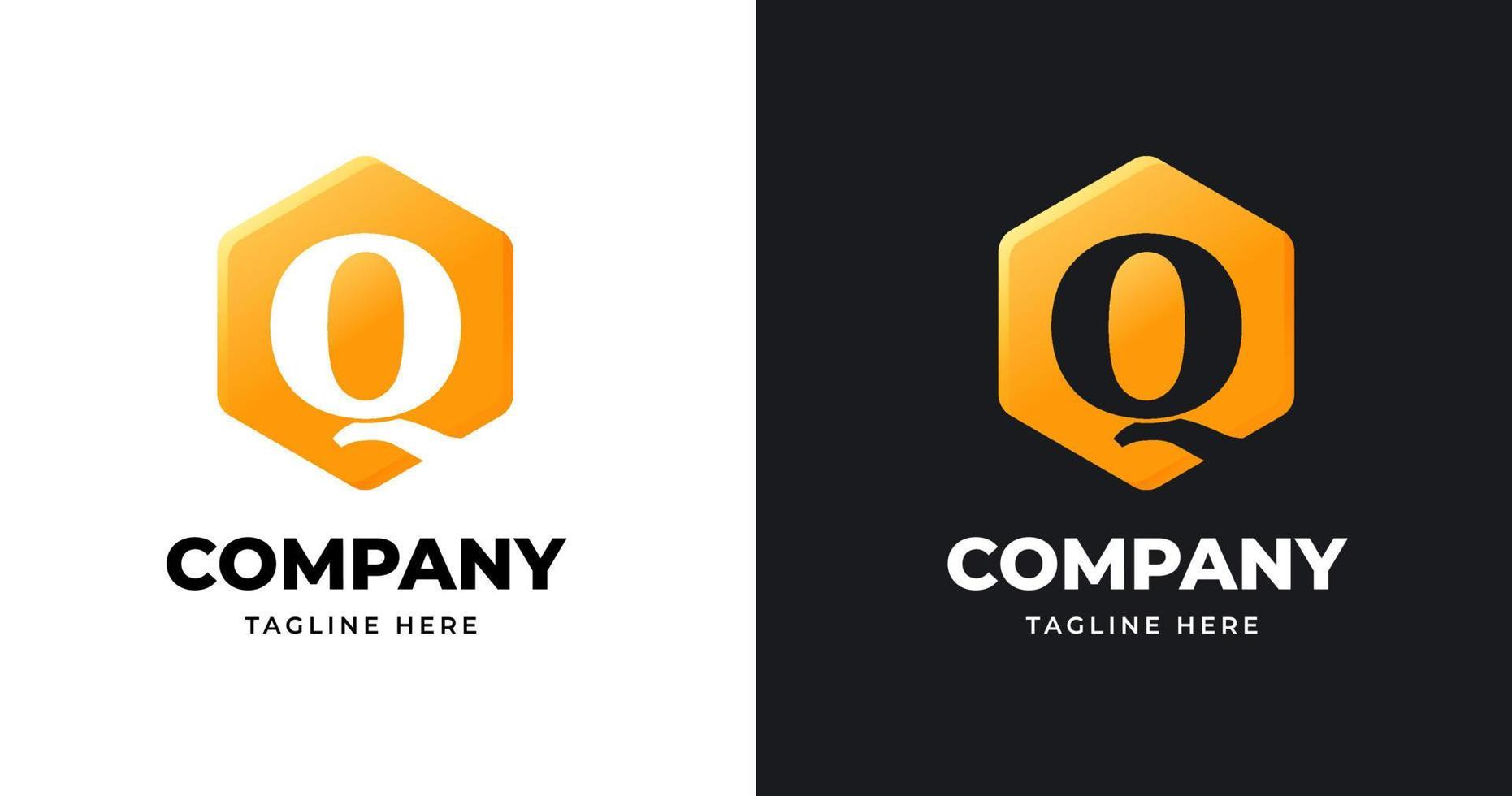 modèle de conception de logo lettre q avec style de forme géométrique vecteur