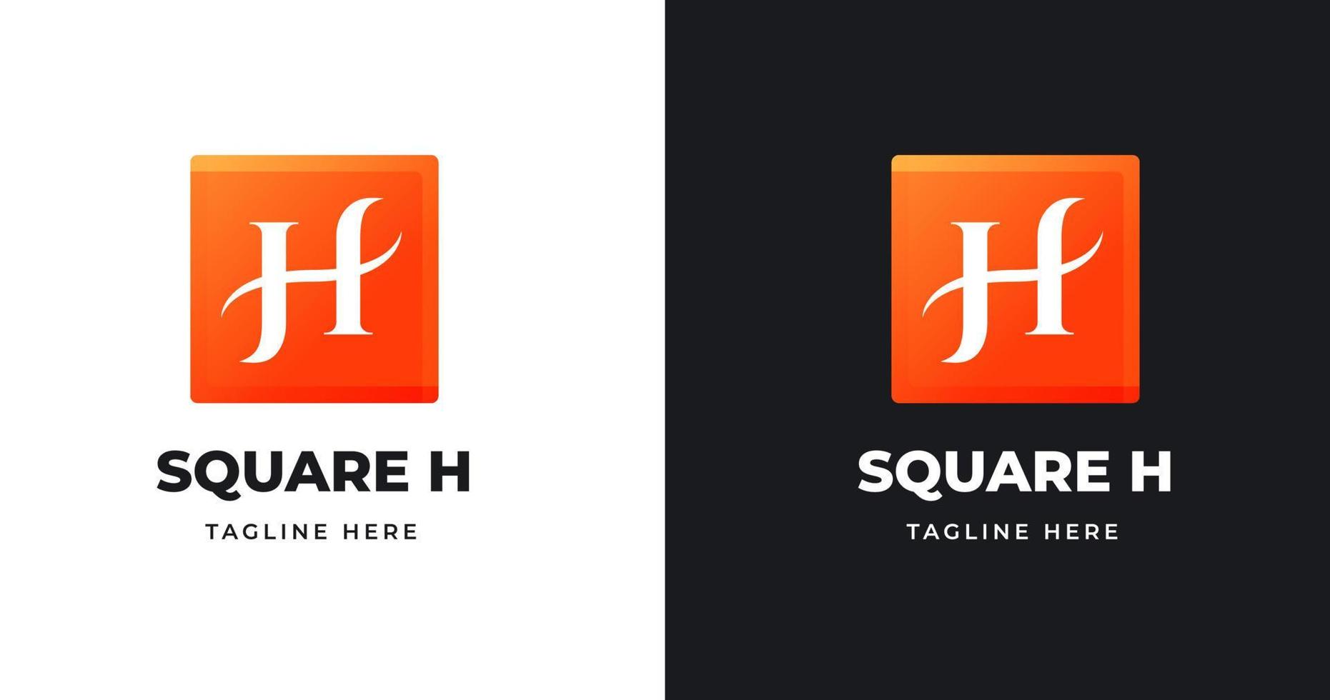 modèle de conception de logo lettre h avec style de forme carrée vecteur