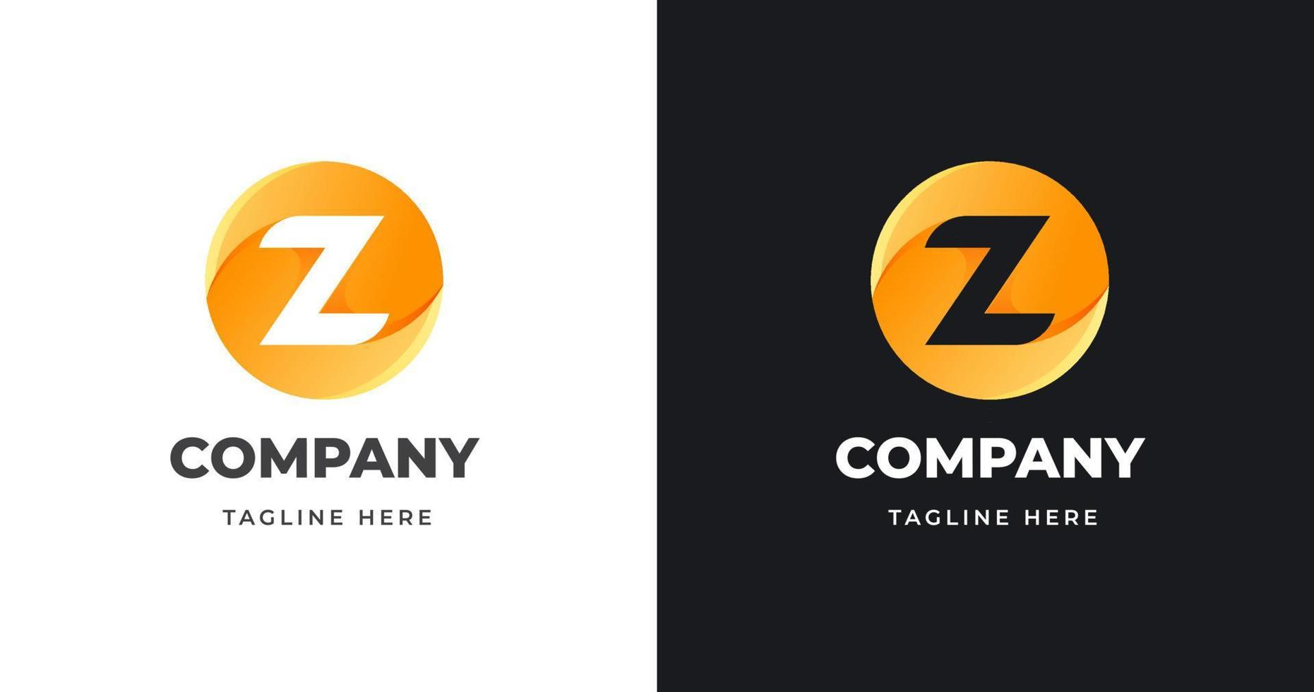 modèle de conception de logo lettre z avec style de forme de cercle vecteur