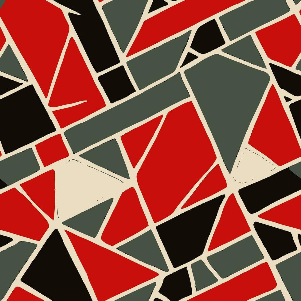 vecteur d'illustration de motif abstrait de tuile sans couture moderne noir, rouge, gris