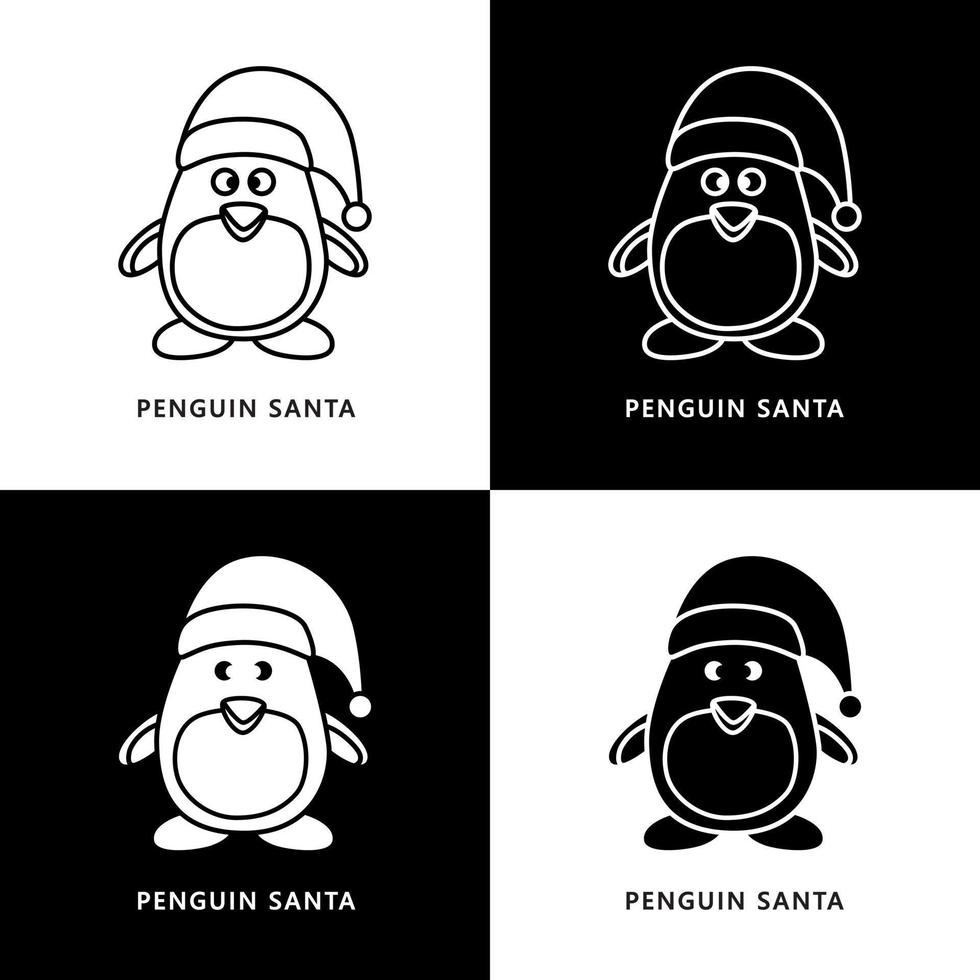 illustration du symbole du père noël pingouin. mignon, animal, noël, caractère, logo, icône vecteur