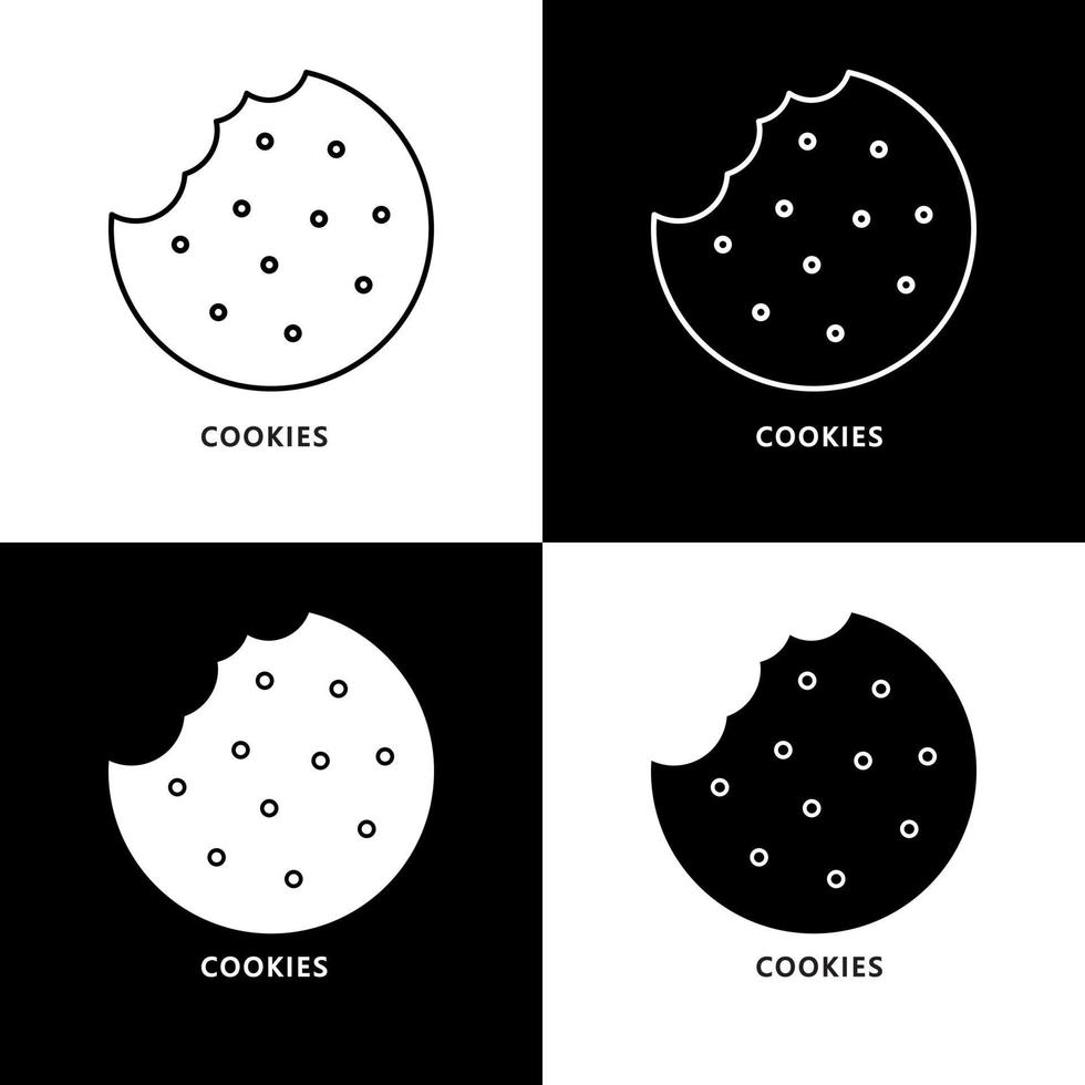 icône de logo de dessin animé de cookies. illustration de symbole de dessert de gâteau de nourriture vecteur