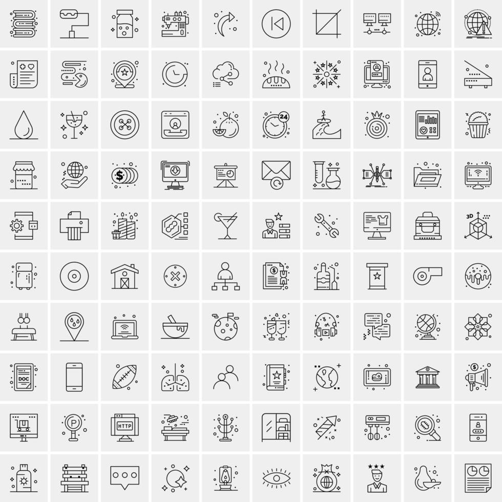 ensemble de 100 icônes de ligne d'activité créative vecteur
