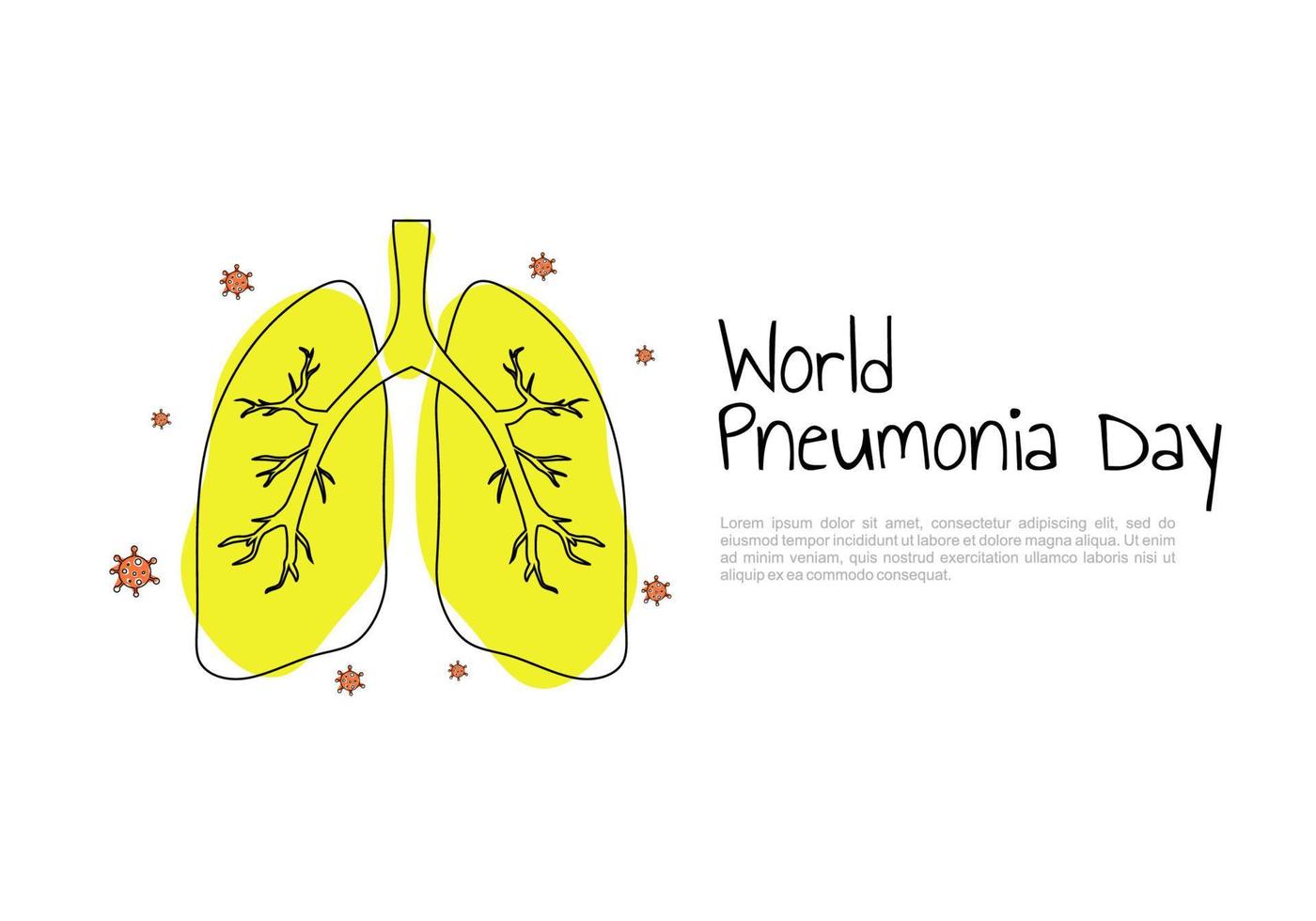 fond de la journée mondiale de la pneumonie avec gros poumon. vecteur