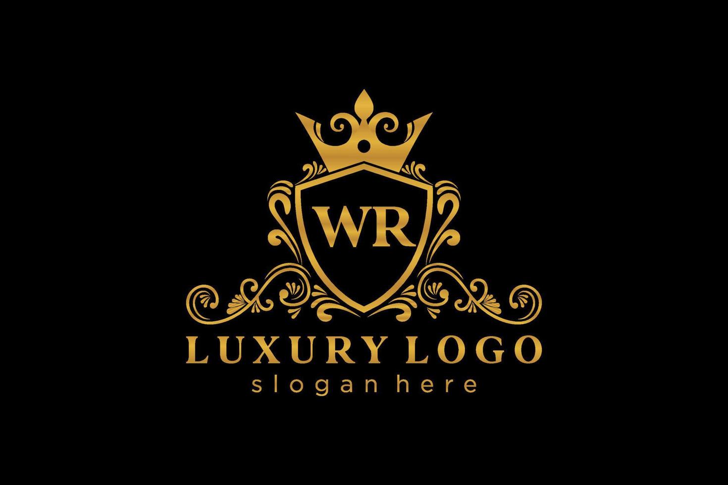 modèle de logo de luxe royal lettre initiale wr dans l'art vectoriel pour restaurant, redevance, boutique, café, hôtel, héraldique, bijoux, mode et autres illustrations vectorielles.