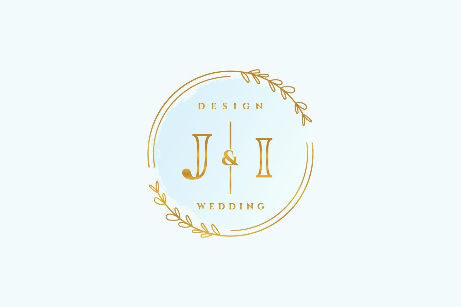 monogramme de beauté ji initial et logo d'écriture de conception de logo élégant de signature initiale, mariage, mode, floral et botanique avec modèle créatif. vecteur