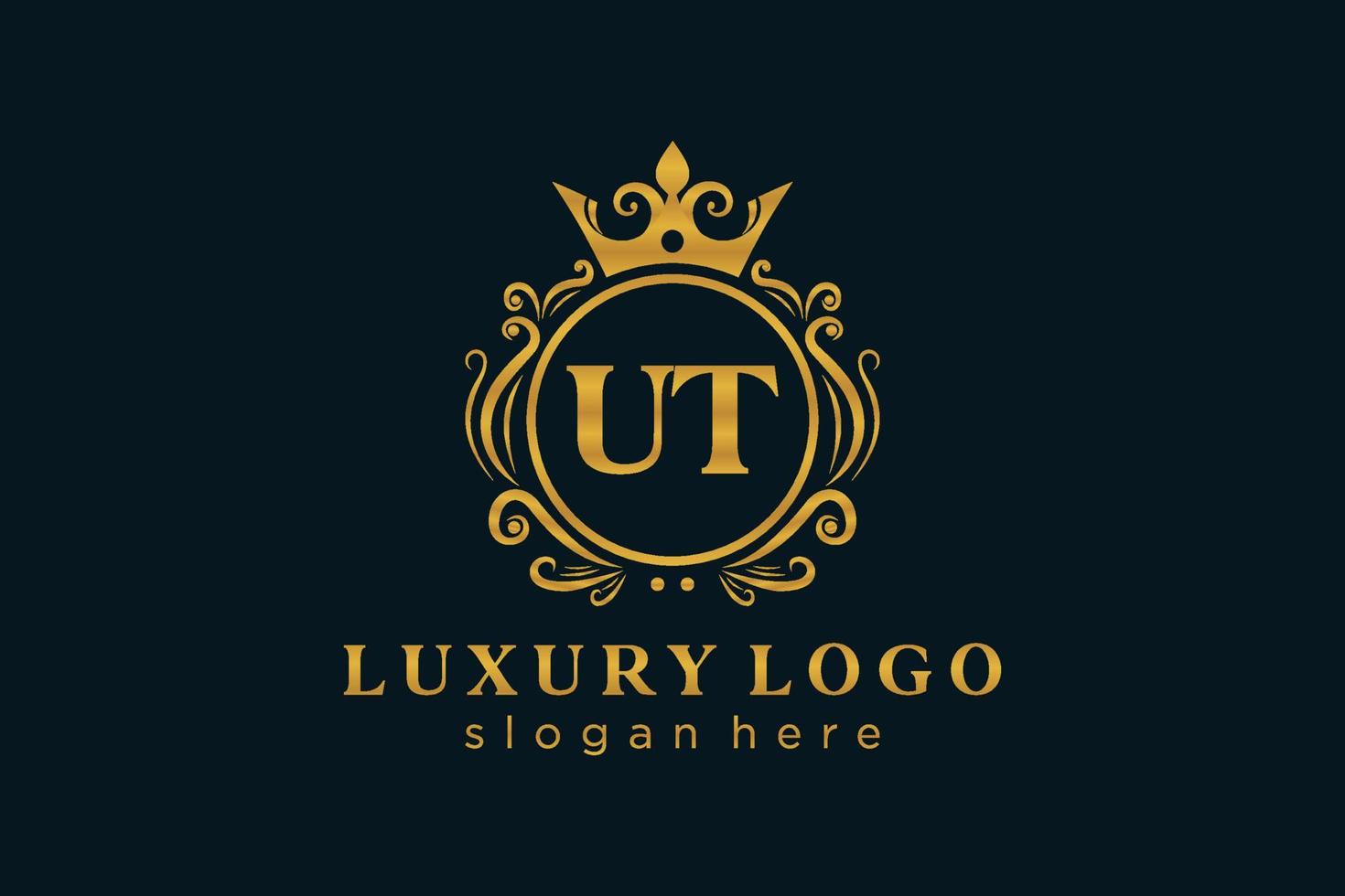 modèle initial de logo de luxe royal de lettre ut dans l'art vectoriel pour le restaurant, la royauté, la boutique, le café, l'hôtel, l'héraldique, les bijoux, la mode et d'autres illustrations vectorielles.