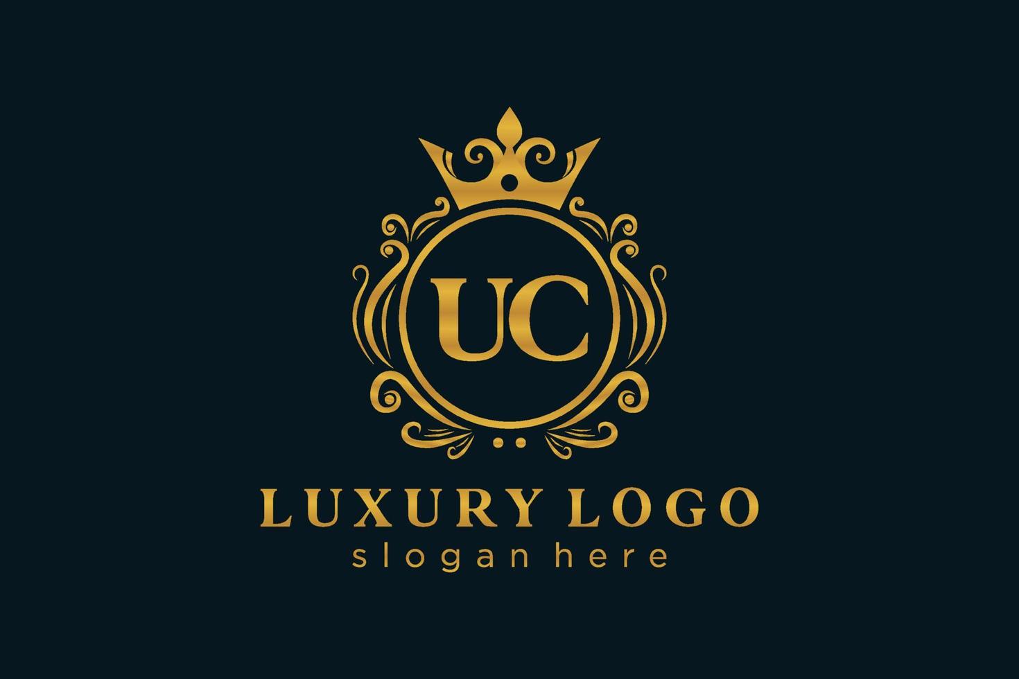 modèle initial de logo de luxe royal de lettre uc dans l'art vectoriel pour le restaurant, la royauté, la boutique, le café, l'hôtel, l'héraldique, les bijoux, la mode et d'autres illustrations vectorielles.