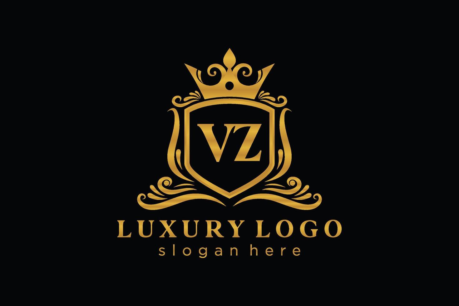 modèle de logo de luxe royal de lettre vz initiale dans l'art vectoriel pour le restaurant, la royauté, la boutique, le café, l'hôtel, l'héraldique, les bijoux, la mode et d'autres illustrations vectorielles.