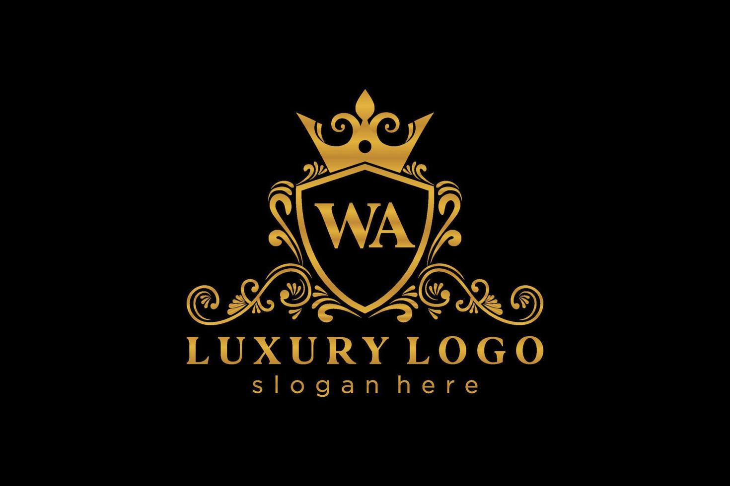 modèle initial de logo de luxe royal de lettre wa dans l'art vectoriel pour le restaurant, la royauté, la boutique, le café, l'hôtel, l'héraldique, les bijoux, la mode et d'autres illustrations vectorielles.