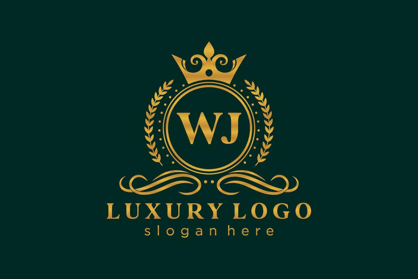 modèle de logo de luxe royal lettre initiale wj en art vectoriel pour restaurant, royauté, boutique, café, hôtel, héraldique, bijoux, mode et autres illustrations vectorielles.