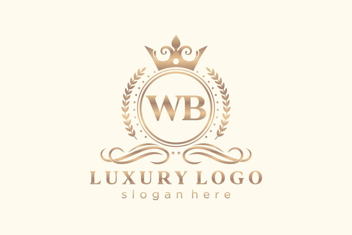 modèle de logo de luxe royal lettre initiale wb en art vectoriel pour restaurant, royauté, boutique, café, hôtel, héraldique, bijoux, mode et autres illustrations vectorielles.