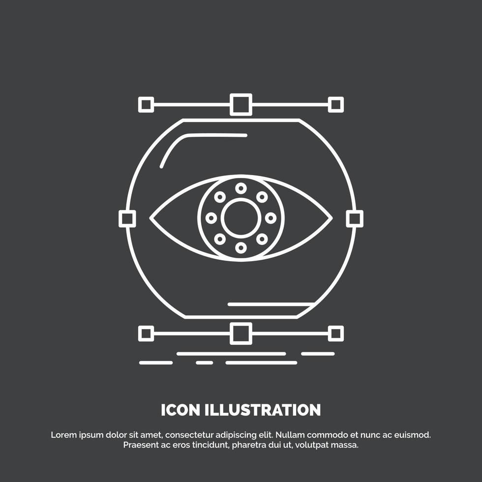 visualiser. conception. surveillance. surveillance. icône visuelle. symbole de vecteur de ligne pour ui et ux. site web ou application mobile