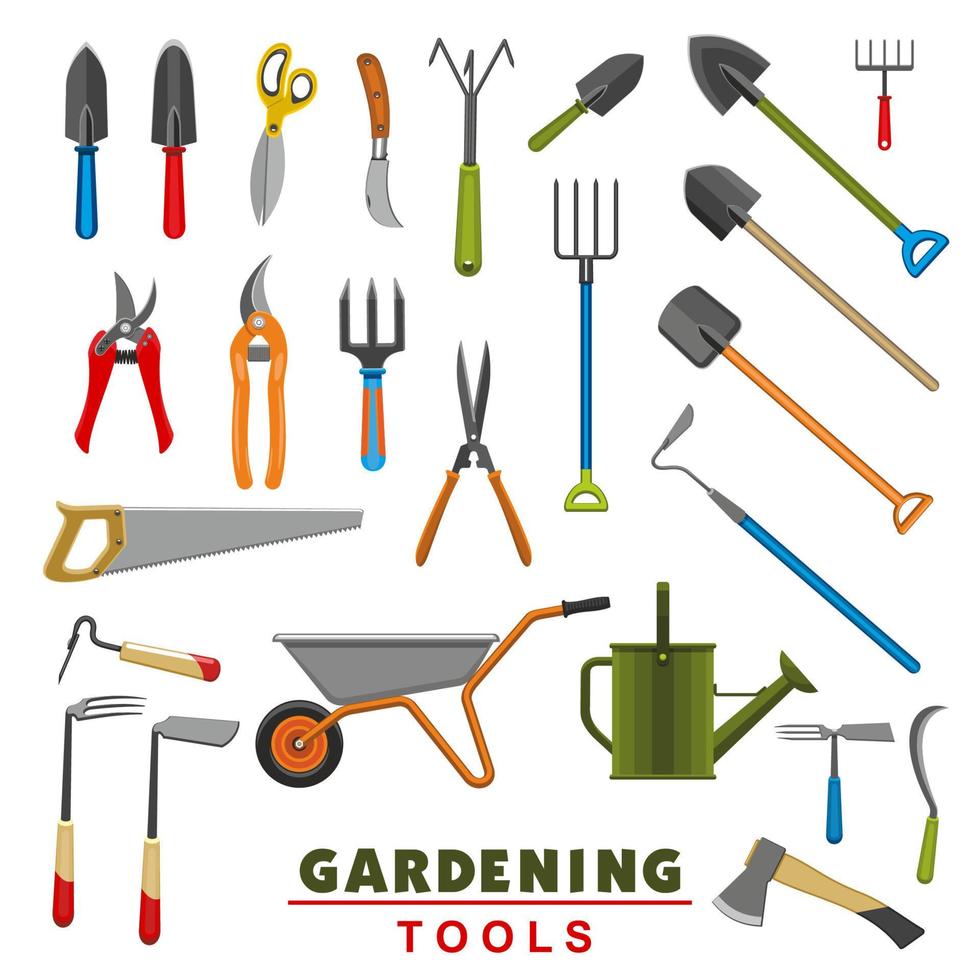 icônes vectorielles isolées d'outils de jardinage de ferme vecteur