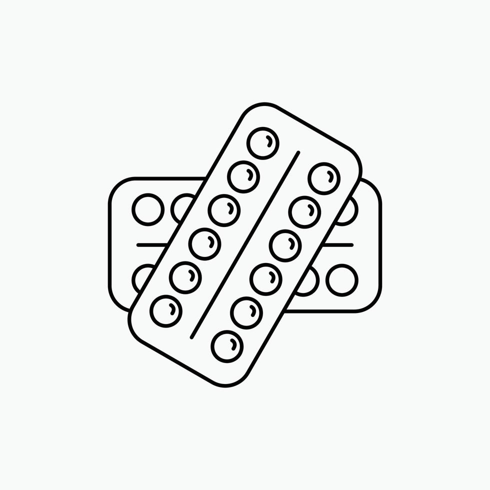 Médicament. pilule. drogues. tablette. icône de ligne patient. illustration vectorielle isolée vecteur