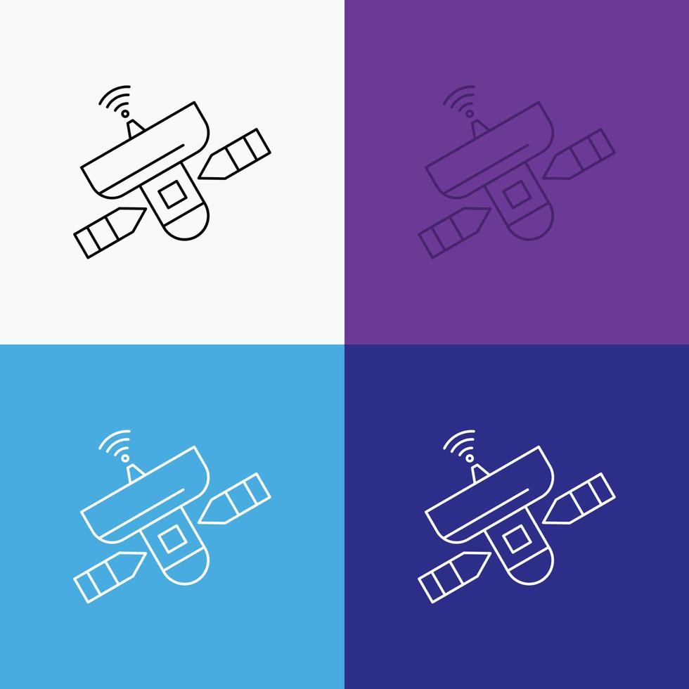 Satellite. antenne. radar. espace. icône de signal sur divers arrière-plans. conception de style de ligne. conçu pour le web et l'application. illustration vectorielle eps 10 vecteur