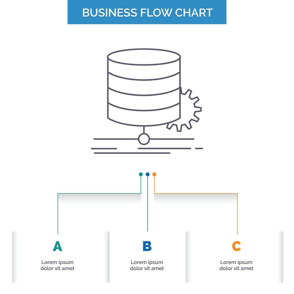 algorithme. graphique. Les données. diagramme. conception de diagramme de flux d'affaires en 3 étapes. icône de ligne pour le modèle d'arrière-plan de présentation place pour le texte vecteur