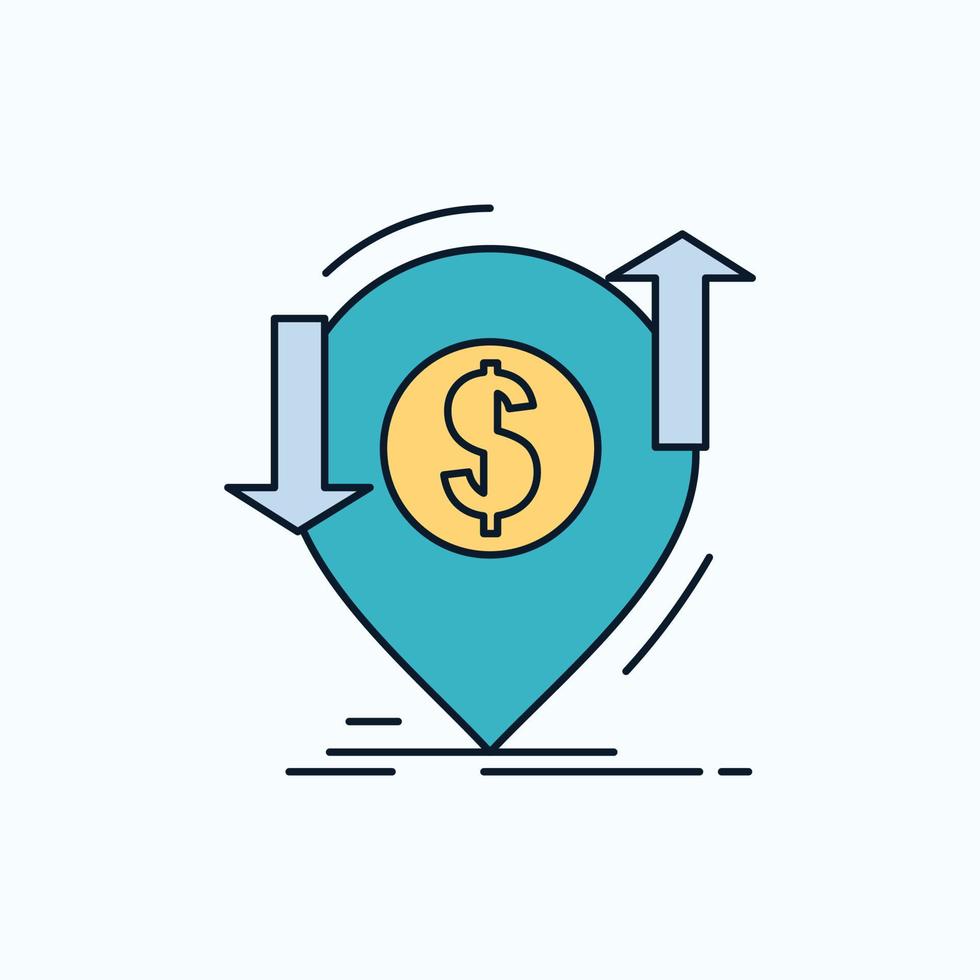 transaction. financier. argent. finance. icône plate de transfert. signe et symboles verts et jaunes pour le site Web et l'application mobile. illustration vectorielle vecteur