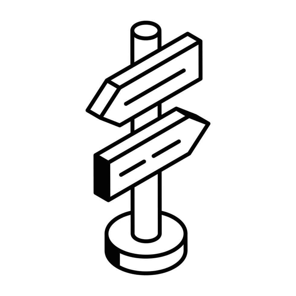 contour premium icône isométrique des directions vecteur