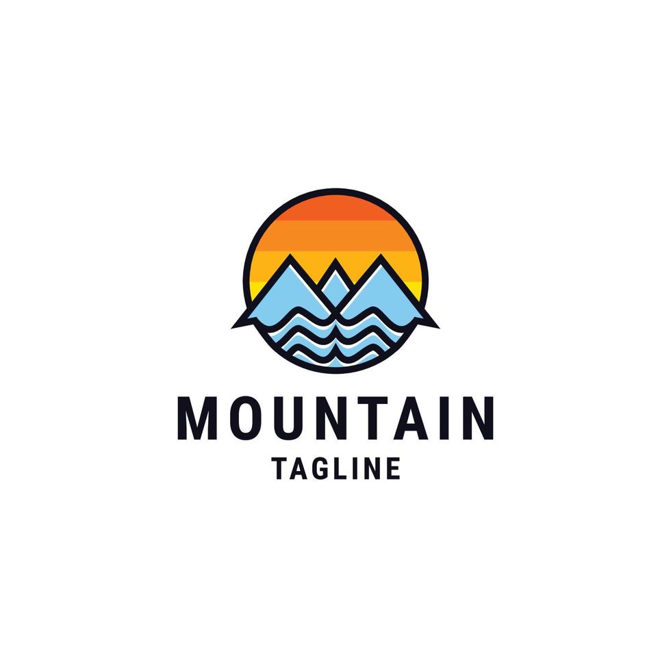 modèle de conception d'icône de logo de montagne vecteur plat