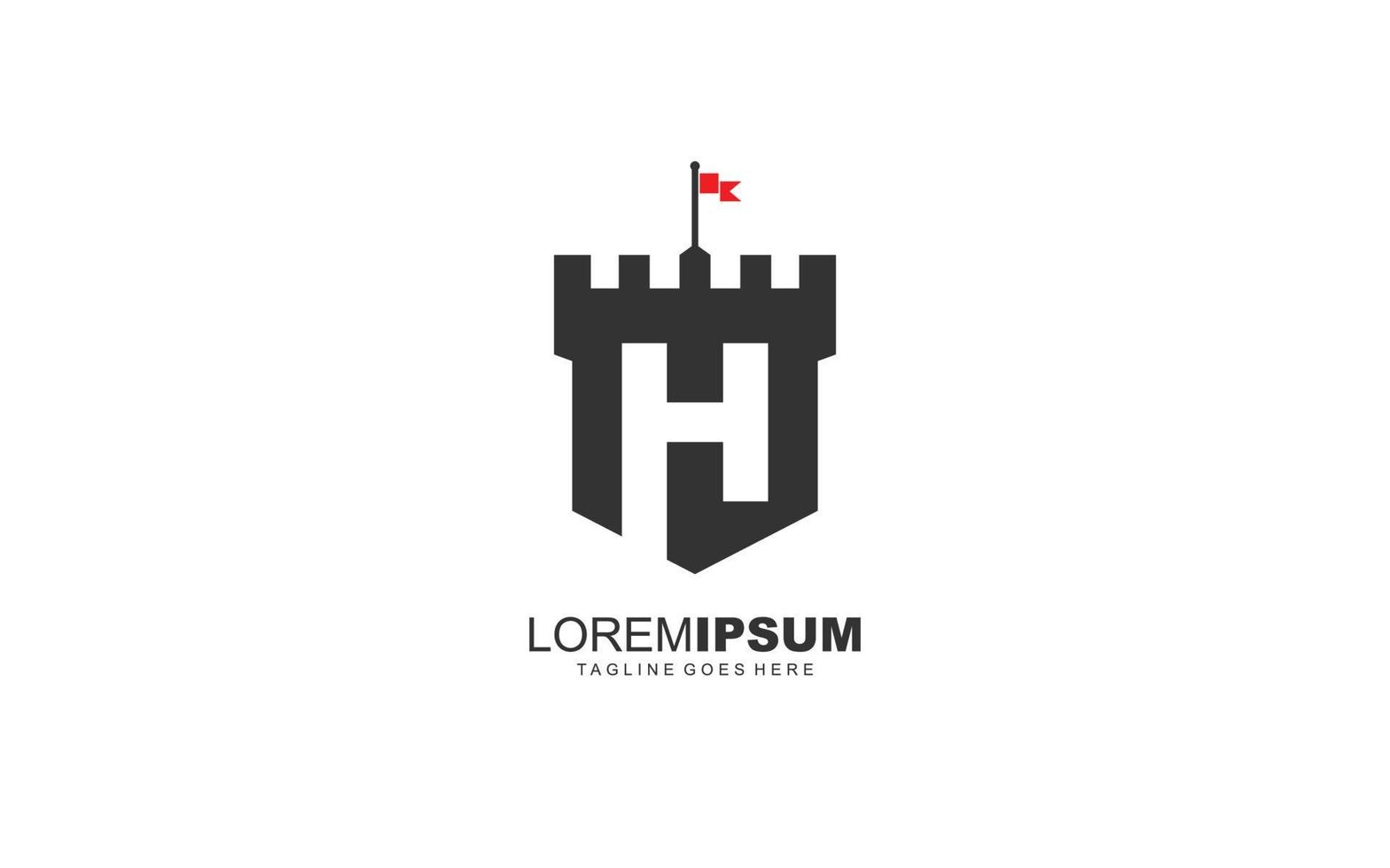 h logo forteresse vecteur pour la société d'identité. illustration vectorielle de modèle de sécurité de lettre initiale pour votre marque.