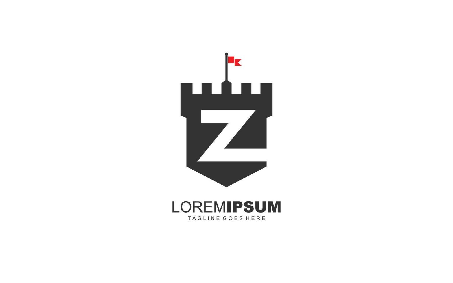 z logo forteresse vecteur pour la société d'identité. illustration vectorielle de modèle de sécurité de lettre initiale pour votre marque.