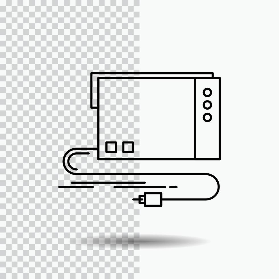 l'audio. carte. externe. interface. icône de ligne sonore sur fond transparent. illustration vectorielle icône noire vecteur