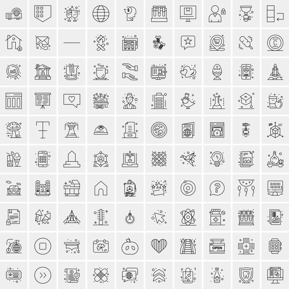ensemble de 100 icônes de ligne d'activité créative vecteur