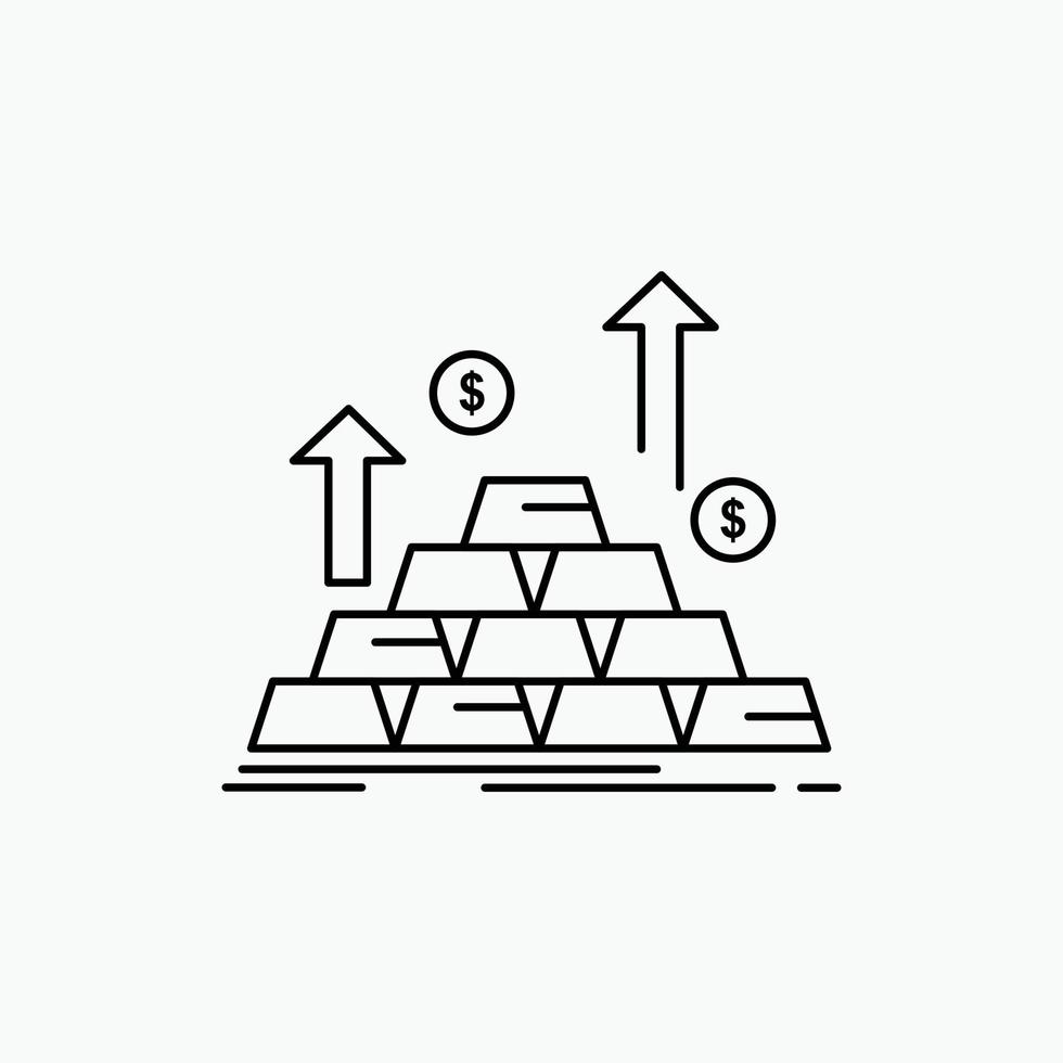 or. pièce de monnaie. en espèces. argent. icône de la ligne de croissance. illustration vectorielle isolée vecteur