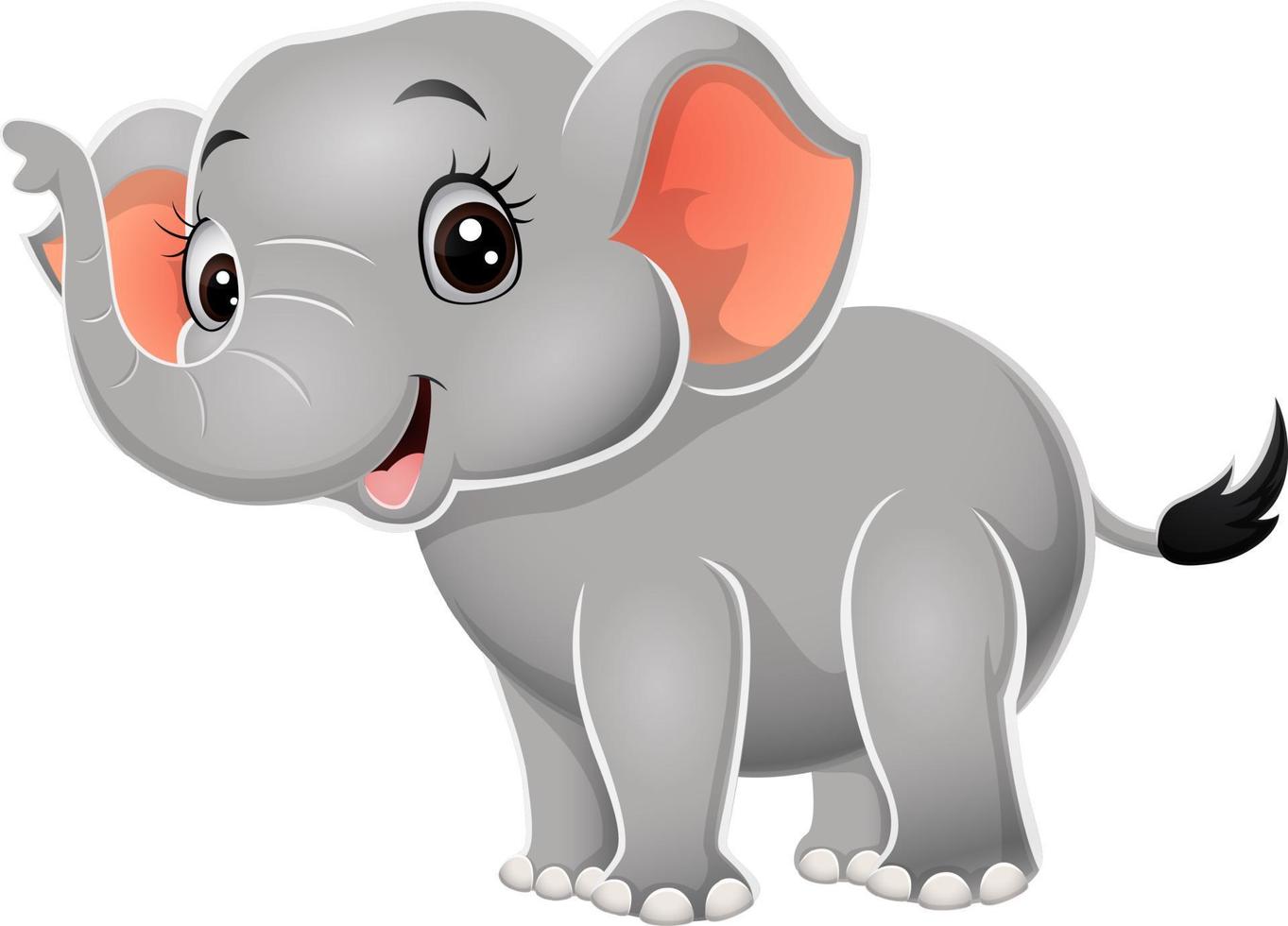 dessin animé bébé éléphant sur fond blanc vecteur