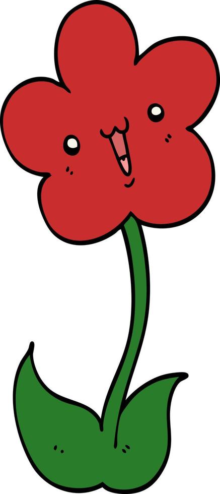 fleur de dessin animé de personnage de doodle vecteur