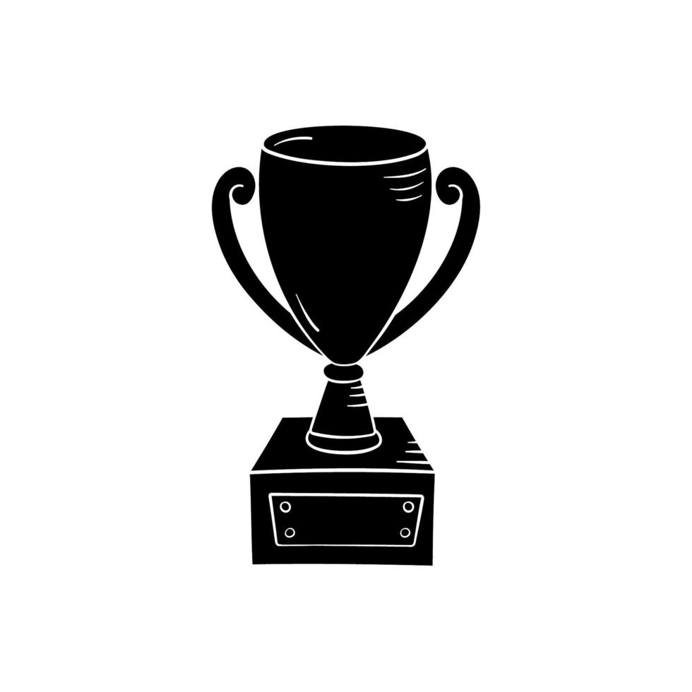 silhouette de coupe gagnante dans un style simple, illustration vectorielle. prix pour la première place dans le jeu de sport. trophée au vainqueur du concours. élément isolé sur fond blanc pour l'impression et la conception vecteur