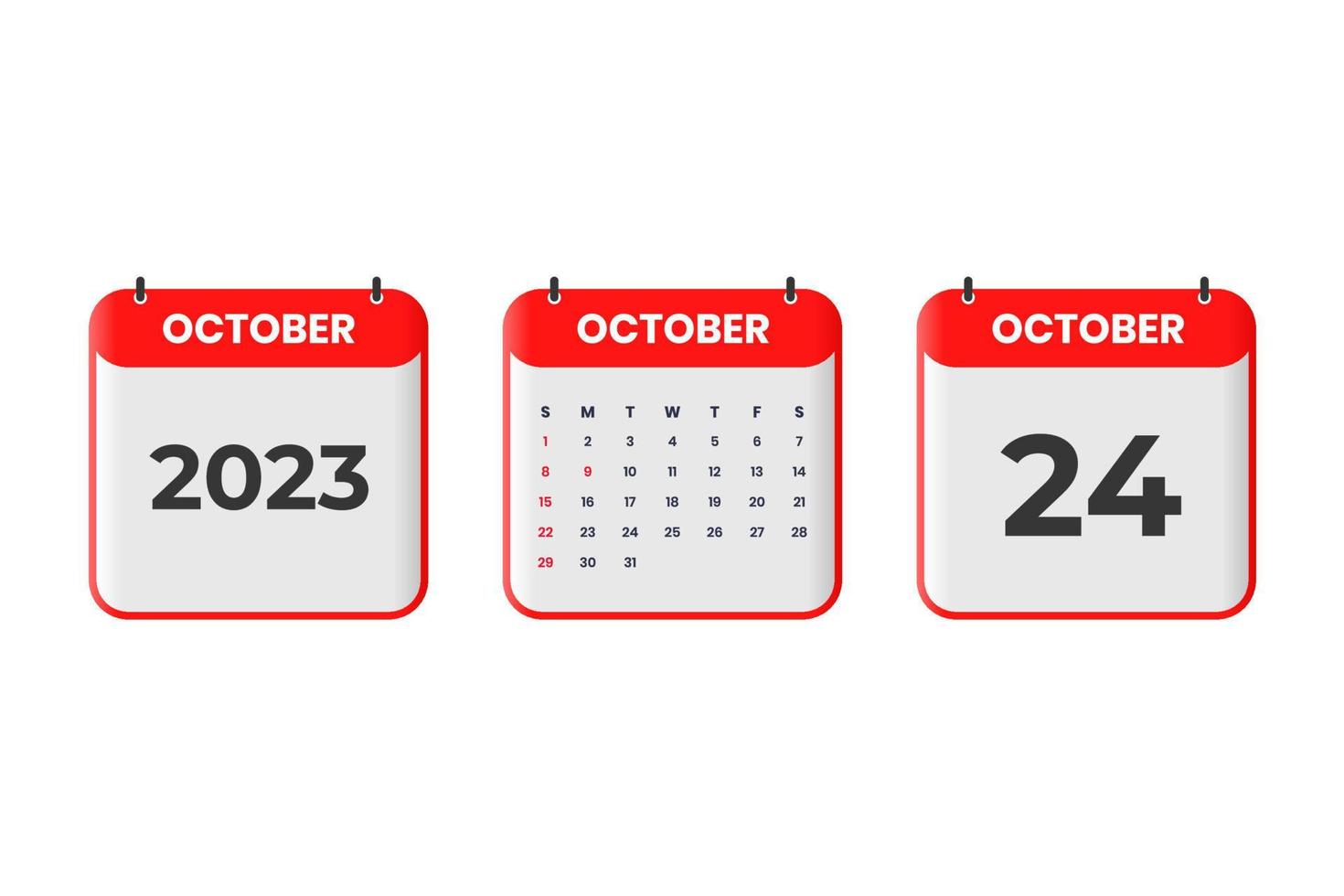 conception du calendrier d'octobre 2023. Icône de calendrier du 24 octobre 2023 pour l'horaire, le rendez-vous, le concept de date importante vecteur