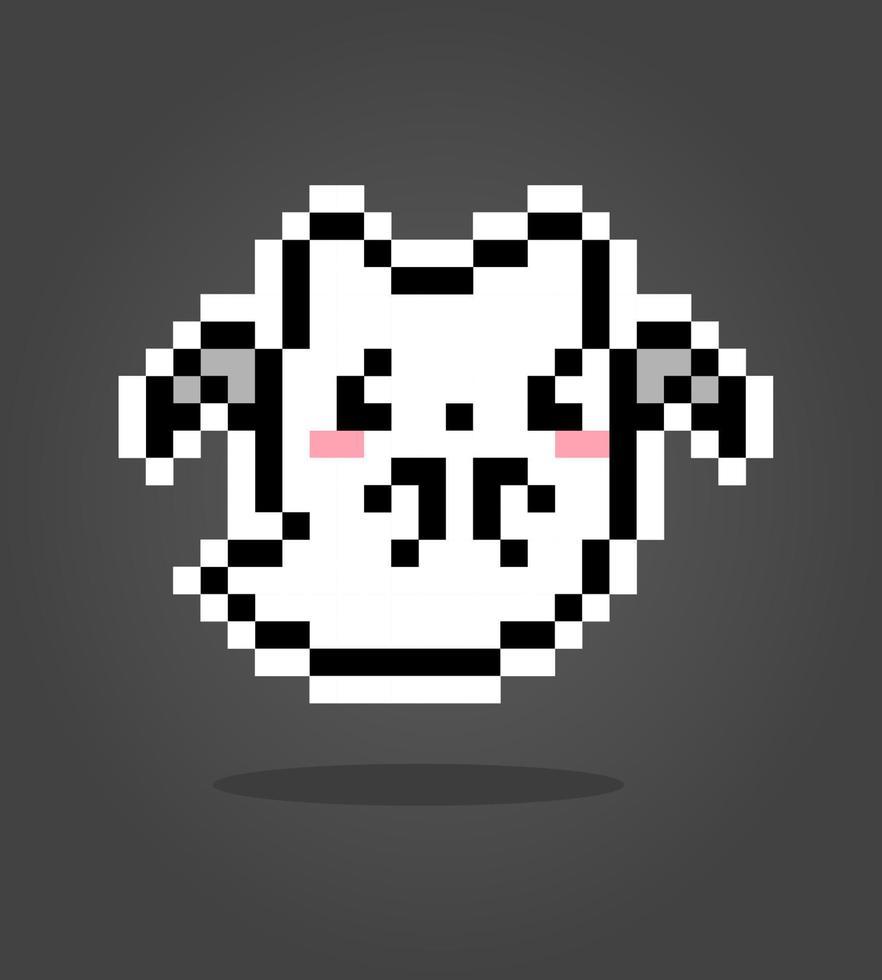 Chat fantôme pixel 8 bits. mignon fantôme volant en illustration vectorielle vecteur