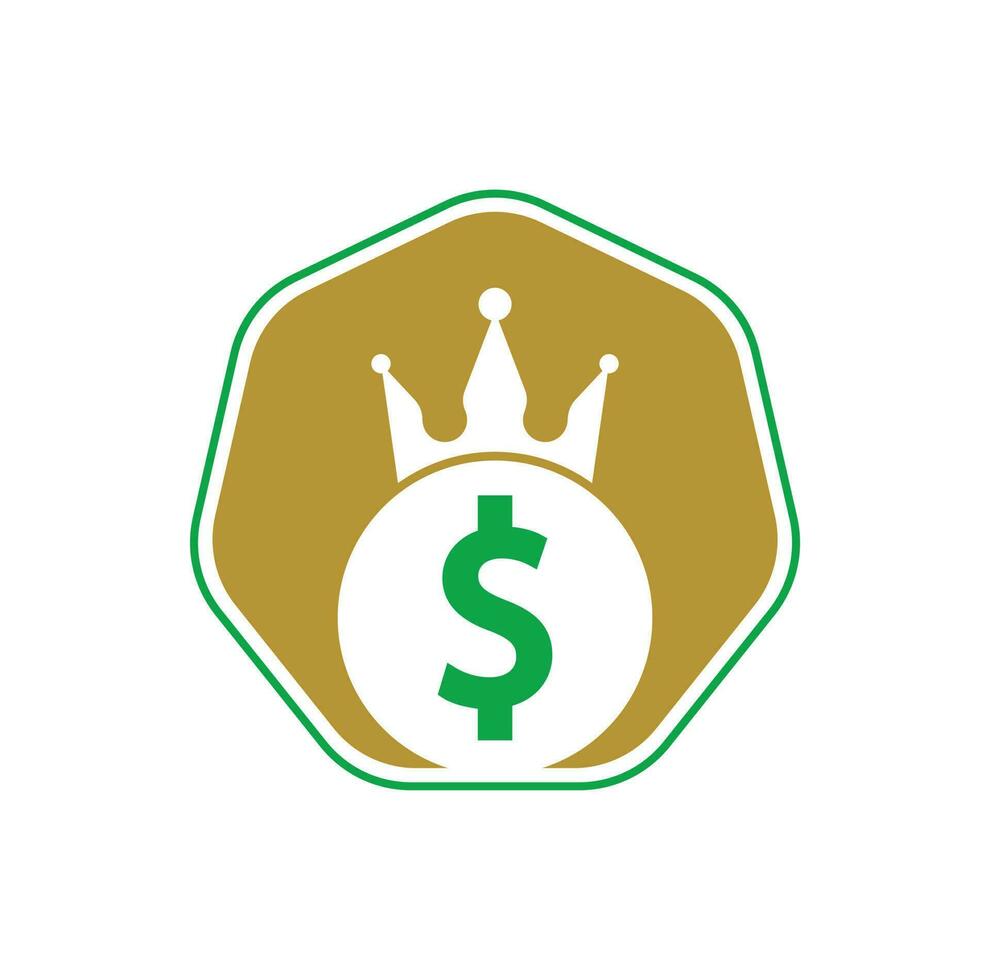 dollar king logo conçoit vecteur de concept. vecteur d'icône d'argent de couronne.