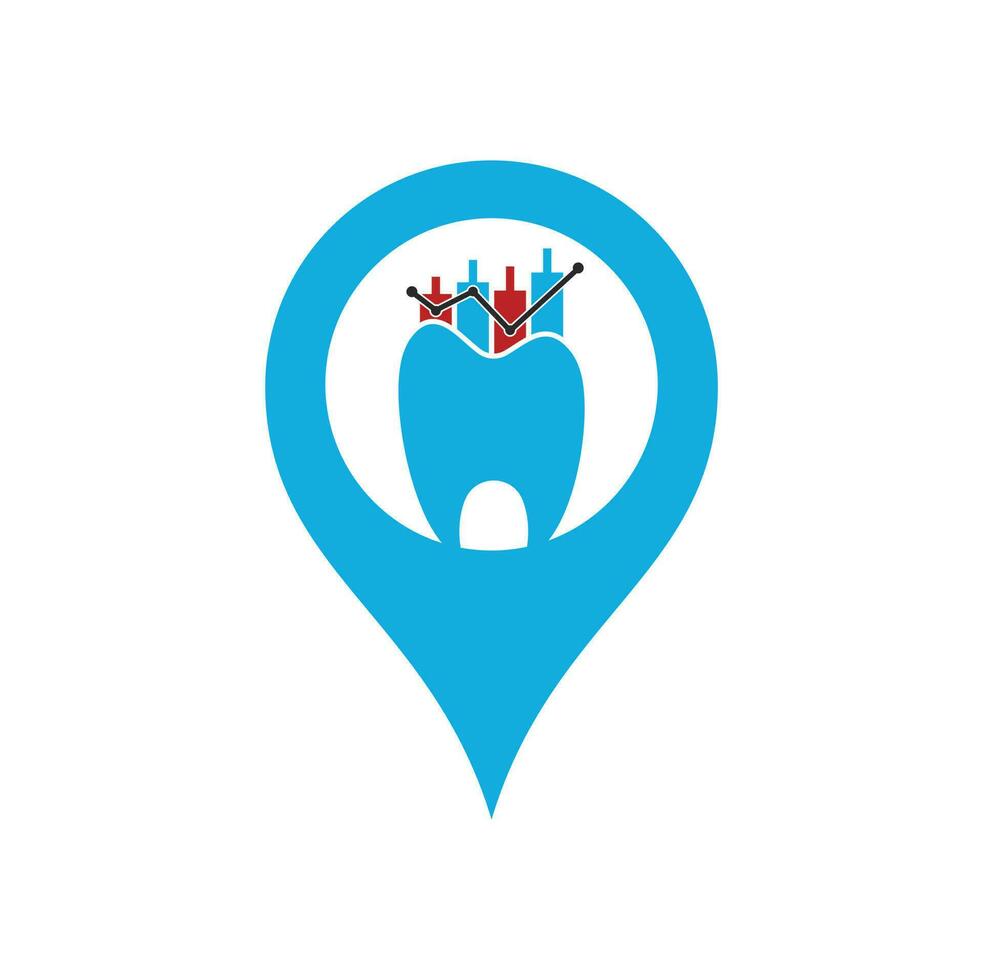 logo d'icône de concept de forme de broche de carte de financement dentaire. modèle de conception de logo vectoriel stat dentaire.