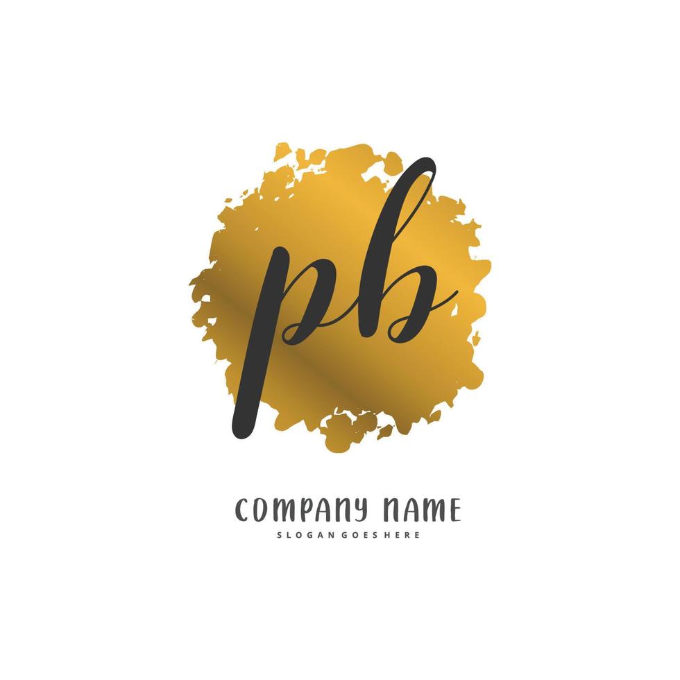 pb écriture initiale et création de logo de signature avec cercle. beau design logo manuscrit pour la mode, l'équipe, le mariage, le logo de luxe. vecteur