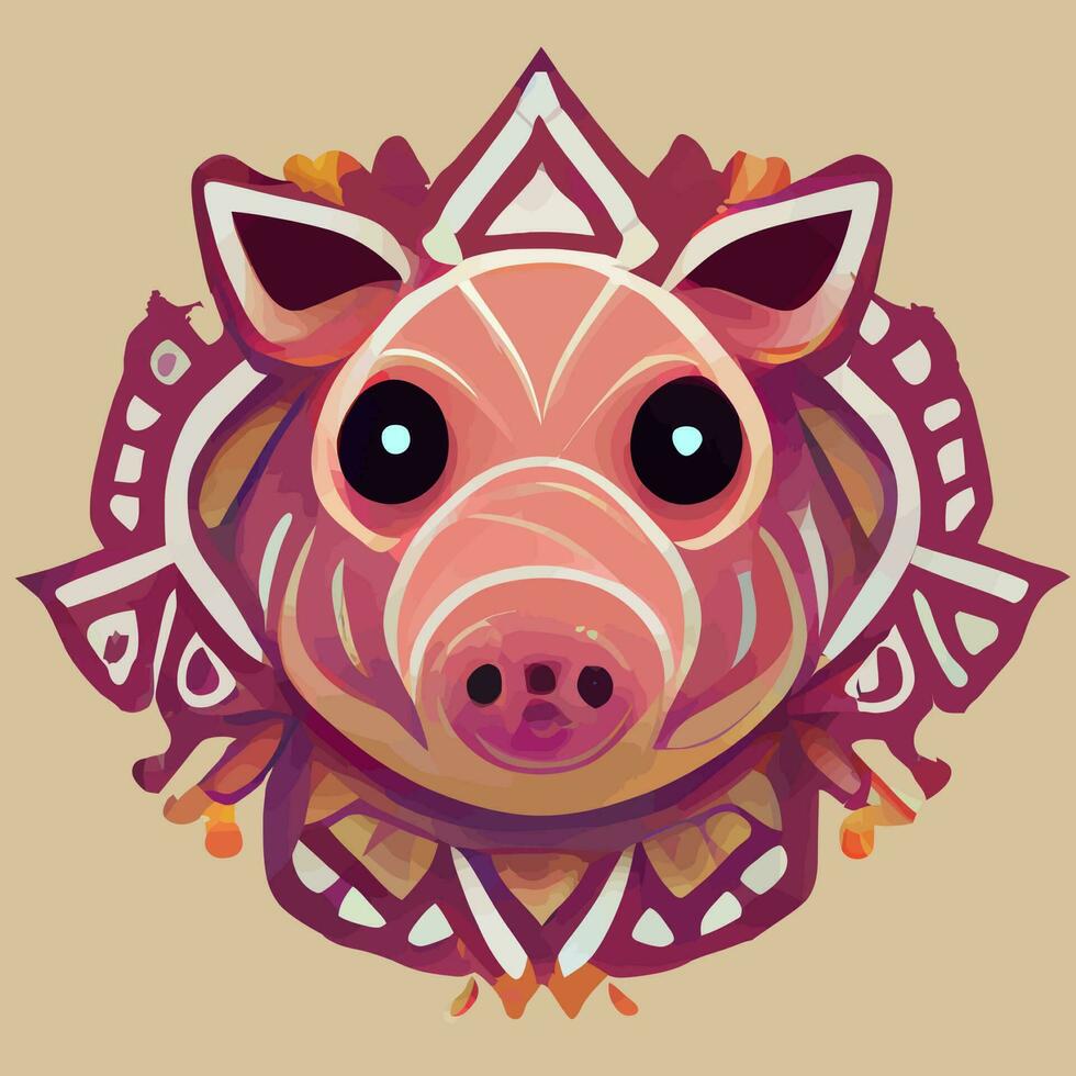 illustration graphique vectoriel de cochon mignon dans la main dessiner un style tribal bon pour l'impression sur t-shirt