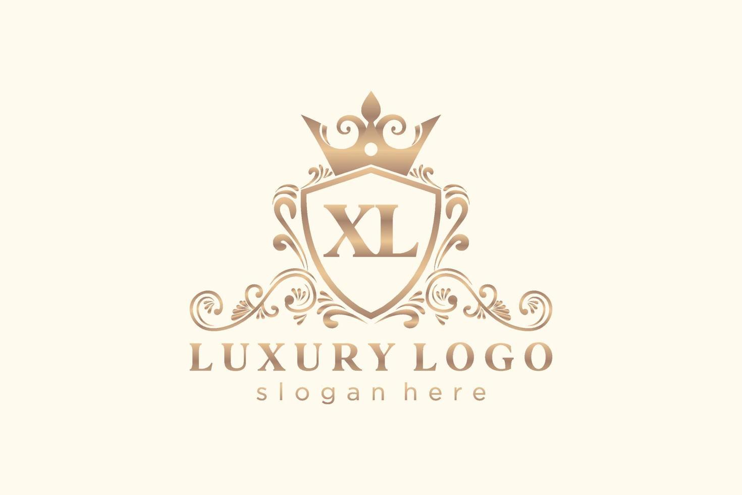 modèle initial de logo de luxe royal lettre xl en art vectoriel pour restaurant, royauté, boutique, café, hôtel, héraldique, bijoux, mode et autres illustrations vectorielles.