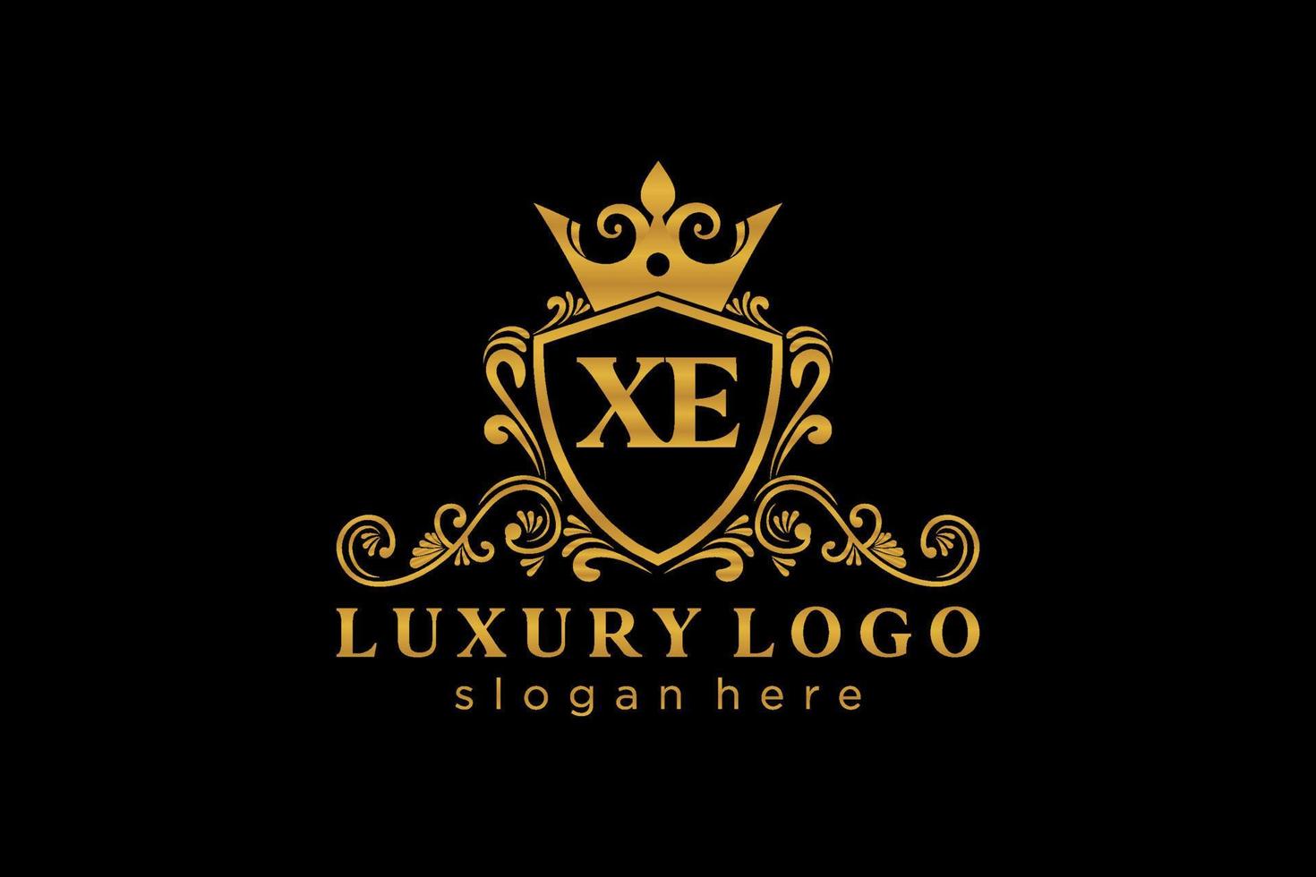 modèle initial de logo de luxe royal de lettre xe dans l'art vectoriel pour le restaurant, la royauté, la boutique, le café, l'hôtel, l'héraldique, les bijoux, la mode et d'autres illustrations vectorielles.